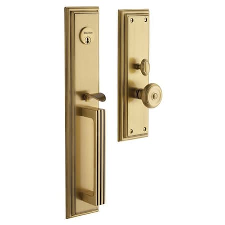Baldwin Double Cylinder Entry Handlesets Satin Brass with Brown 6542.060.DBLC